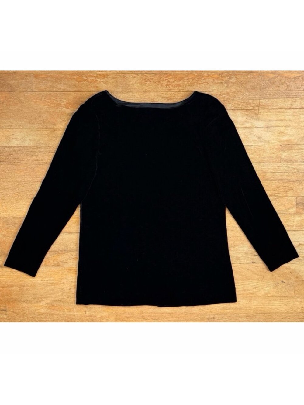 Vintage Black Crushed Velvet Long Boxy Top Size Small 6 Dana Buchman 90s